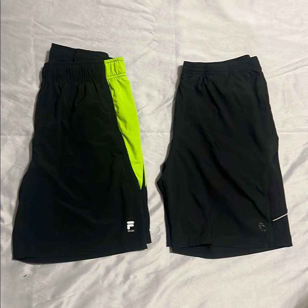 2 FILA Sport Black Athletic Shorts with Elastic Waistband